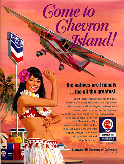 Chevron Oil Island Hawaiian Dancer | Sex Appeal Vintage Ads and Covers 1891-1970