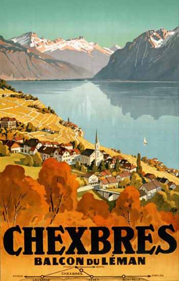 Chexbres Balcon Du Leman Lake Geneva Switzerland 1927 | Vintage Travel Posters 1891-1970