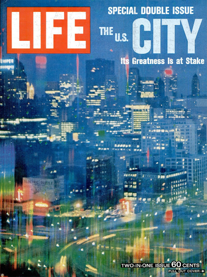 Chicago Downtown in the Twilight 24 Dec 1965 Copyright Life Magazine | Life Magazine Color Photo Covers 1937-1970