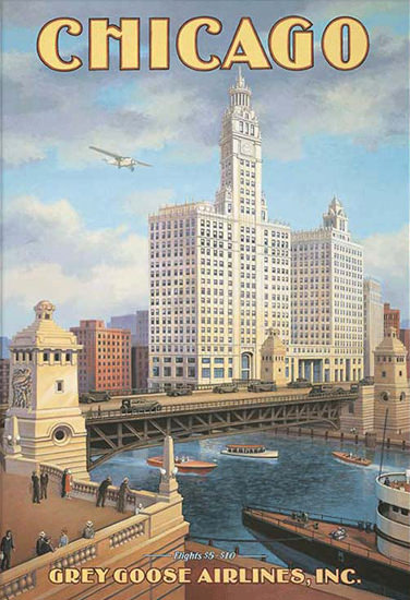 Chicago Gray Goose Airlines Flights | Vintage Travel Posters 1891-1970