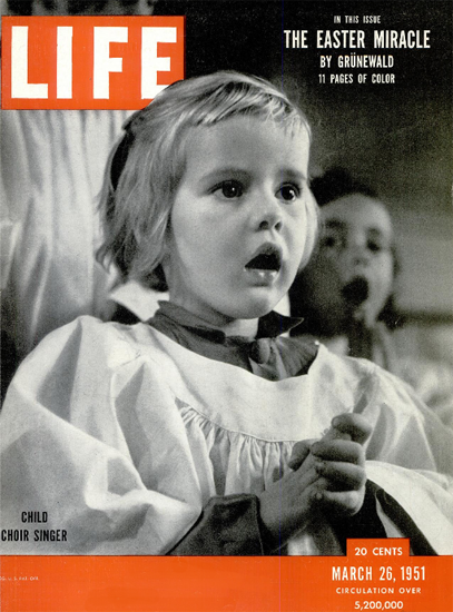 Child Choir Singer 26 Mar 1951 Copyright Life Magazine | Life Magazine BW Photo Covers 1936-1970