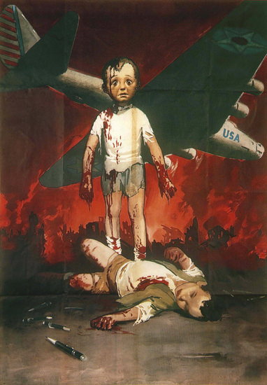 Childeren Killed By US Air Force Anti American | Vintage War Propaganda Posters 1891-1970