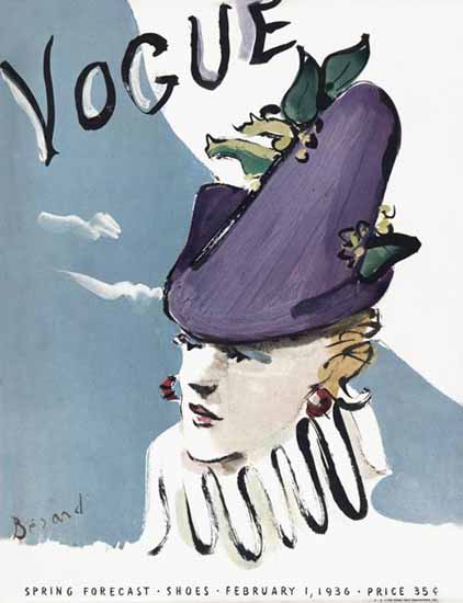 Christian Berard Vogue Cover 1936-02-01 Copyright | Vogue Magazine Graphic Art Covers 1902-1958