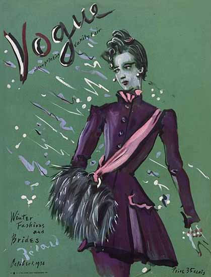 Christian Berard Vogue Cover 1936-10-01 Copyright | Vogue Magazine Graphic Art Covers 1902-1958