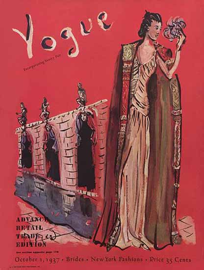 Christian Berard Vogue Cover 1937-10-01 Copyright | Vogue Magazine Graphic Art Covers 1902-1958