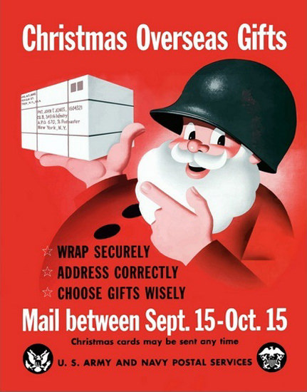 Christmas Overseas Gifts Army Postal Services | Vintage War Propaganda Posters 1891-1970