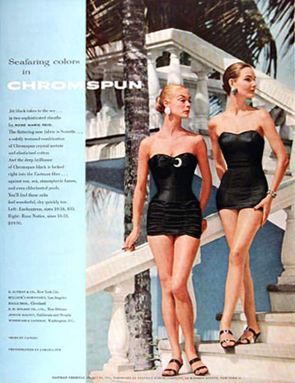 Chromspun Swim Suits Seafaring Colors | Sex Appeal Vintage Ads and Covers 1891-1970