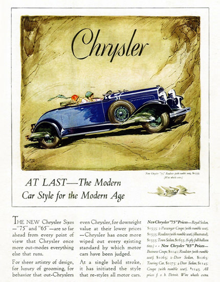 Chrysler 75 Roadster 1929 Modern Age by Fred Cole | Vintage Cars 1891-1970