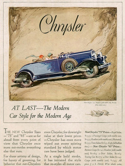 Chrysler Sixes 75 At Last The Modern Blue | Vintage Cars 1891-1970