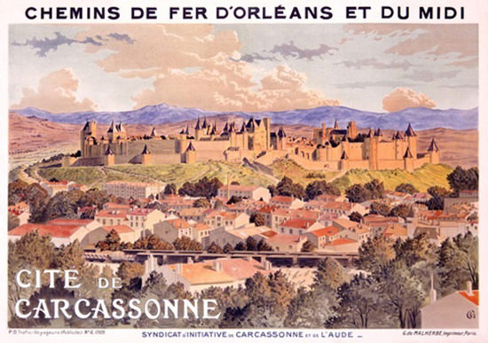 Cite De Carcassone Chemin De Fer D Orleans | Vintage Travel Posters 1891-1970