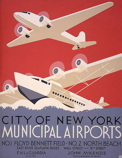 City Of New York Municipal Airports F Bennett | Vintage Travel Posters 1891-1970