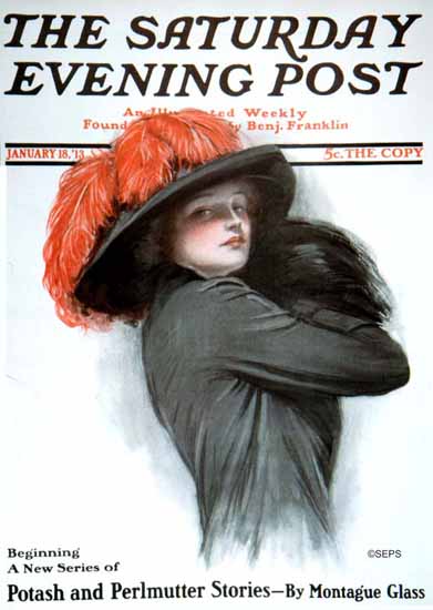 Clarence F Underwood Artist Saturday Evening Post 1913_01_18 | The Saturday Evening Post Graphic Art Covers 1892-1930