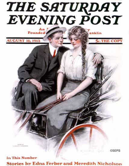 Clarence F Underwood Cover Artist Saturday Evening Post 1913_08_16 | The Saturday Evening Post Graphic Art Covers 1892-1930