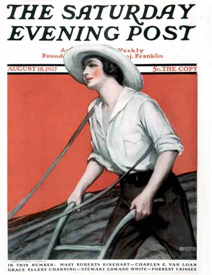 Clarence F Underwood Cover Artist Saturday Evening Post 1917_08_18 | The Saturday Evening Post Graphic Art Covers 1892-1930