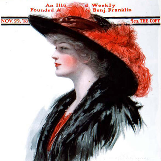 Clarence F Underwood Saturday Evening Post 1913_11_22 Copyright crop | Best of Vintage Cover Art 1900-1970