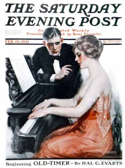 Clarence F Underwood Saturday Evening Post Piano Player 1921_02_19 | The Saturday Evening Post Graphic Art Covers 1892-1930