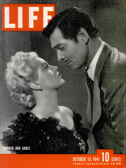 Clark Gable and Lana Turner 13 Oct 1941 Copyright Life Magazine | Life Magazine BW Photo Covers 1936-1970