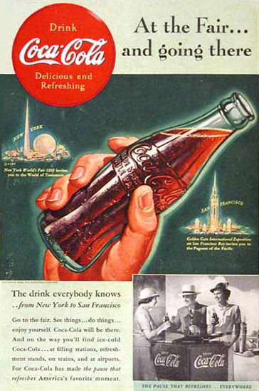 Coca-Cola 1939 World Fair New York To Frisco | Vintage Ad and Cover Art 1891-1970