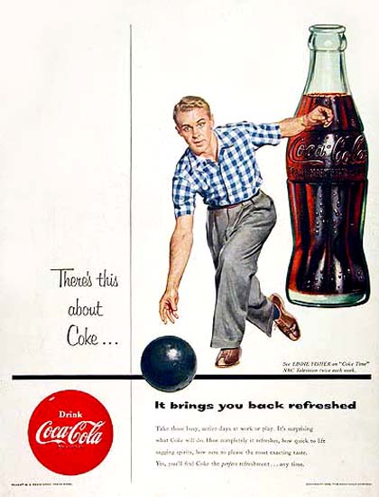 Coca-Cola 1954 Bowling Theres This About Coke | Vintage Ad and Cover Art 1891-1970