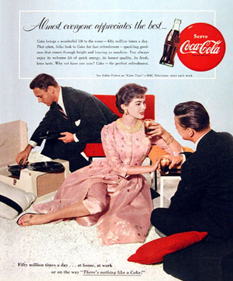 Coca-Cola 1955 Record Player Almost Everyone | Sex Appeal Vintage Ads and Covers 1891-1970