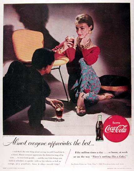 Coca-Cola 1955 The Flirt Player Almost Everyone | Sex Appeal Vintage Ads and Covers 1891-1970