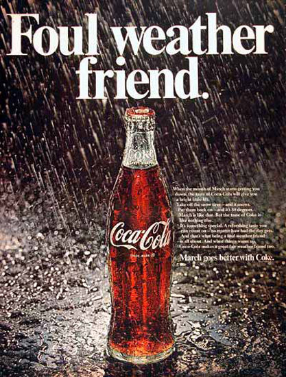 Coca-Cola 1969 Foul Weather Friend March Coke | Vintage Ad and Cover Art 1891-1970