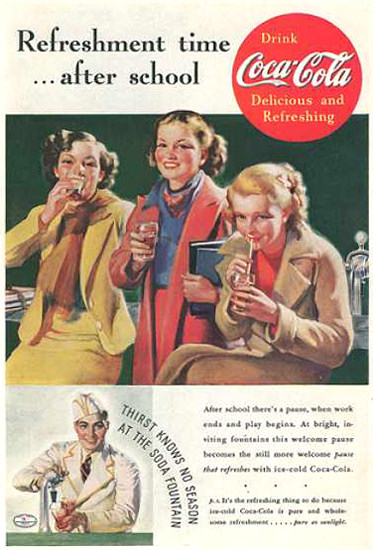 Coca-Cola After School 1937 | Vintage Ad and Cover Art 1891-1970