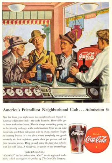 Coca-Cola Americas Neighborhood Club 1946 | Vintage Ad and Cover Art 1891-1970