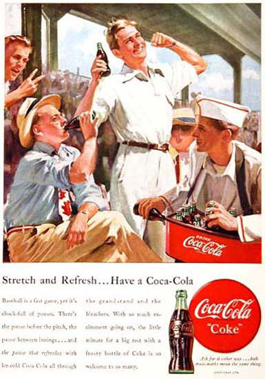 Coca-Cola Baseball Stadium 1949 Coke | Vintage Ad and Cover Art 1891-1970