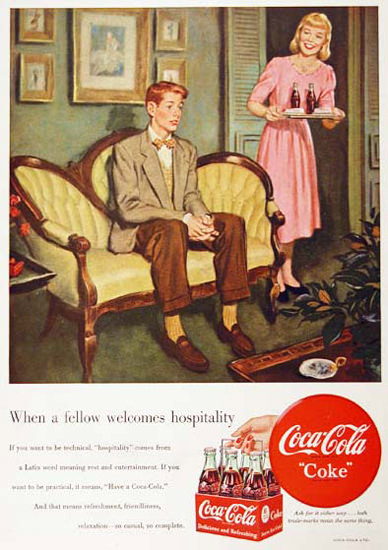 Coca-Cola First Date 1949 Fellow Welcomes | Sex Appeal Vintage Ads and Covers 1891-1970