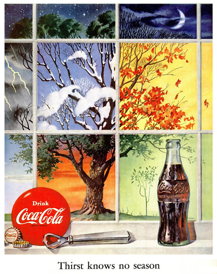 Coca-Cola Four Seasons Thirst Knows No Season | Vintage Ad and Cover Art 1891-1970