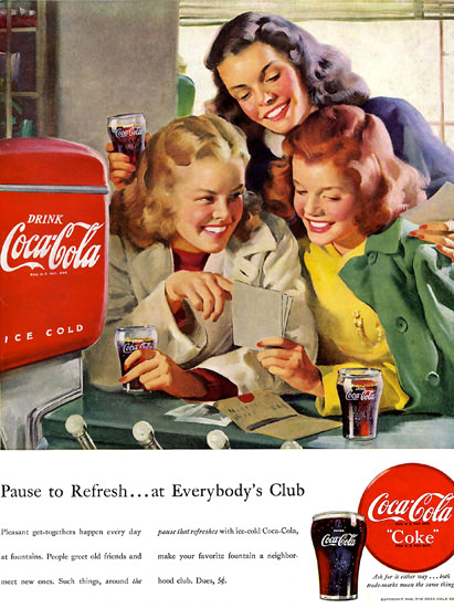 Coca-Cola Girls Everybodys Club Coke 1948 | Vintage Ad and Cover Art 1891-1970