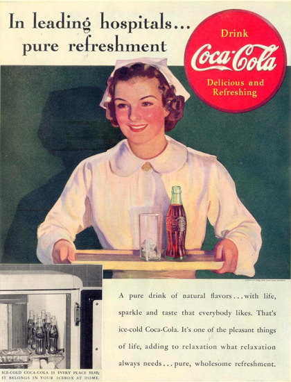 Coca-Cola Hospital Nurse 1938 | Vintage Ad and Cover Art 1891-1970