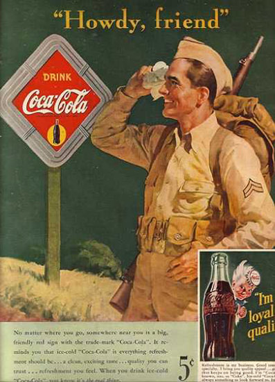 Coca-Cola Howdy friend 1942 Soldier | Vintage Ad and Cover Art 1891-1970