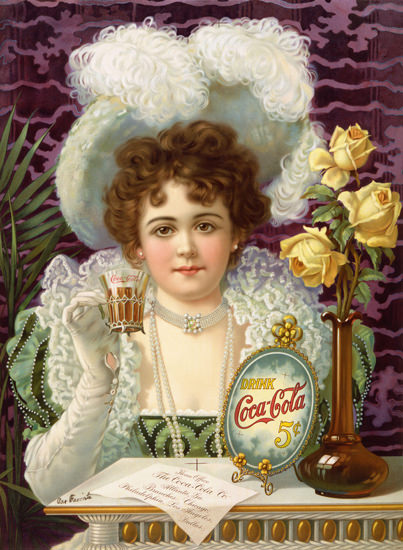 Coca-Cola Lady Drink Coca-Cola 5 Cents Classic 1895 Hilda Clark | Sex Appeal Vintage Ads and Covers 1891-1970