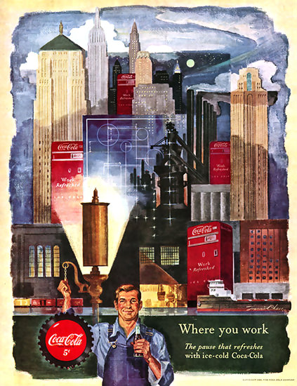 Coca-Cola Pause Where You Work Coke | Vintage Ad and Cover Art 1891-1970