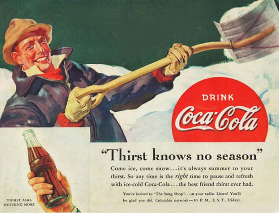 Coca-Cola Shoveling Snow Knows No Season | Vintage Ad and Cover Art 1891-1970