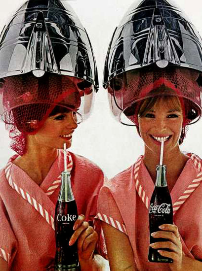 Coca-Cola Twins Hairdryer 1965 | Sex Appeal Vintage Ads and Covers 1891-1970