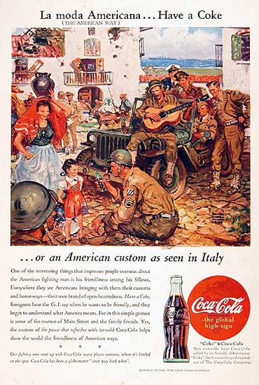 Coca-Cola US Army 1945 In Italy Have A Coke | Vintage Ad and Cover Art 1891-1970