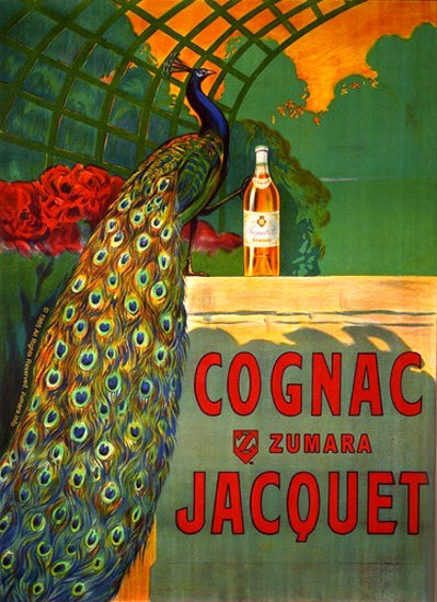 Cognac Jacquet Peacock Green | Vintage Ad and Cover Art 1891-1970