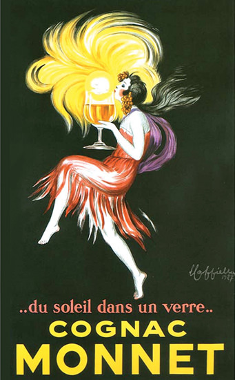 Cognac Monnet Dancer Du Soleil Dans Un Verre 1927 | Sex Appeal Vintage Ads and Covers 1891-1970