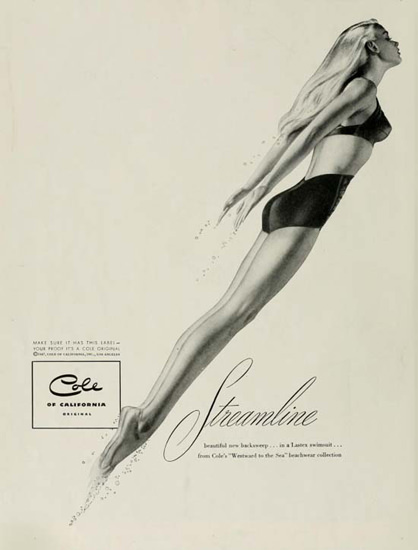 Cole Swim Suit Streamline California | Sex Appeal Vintage Ads and Covers 1891-1970