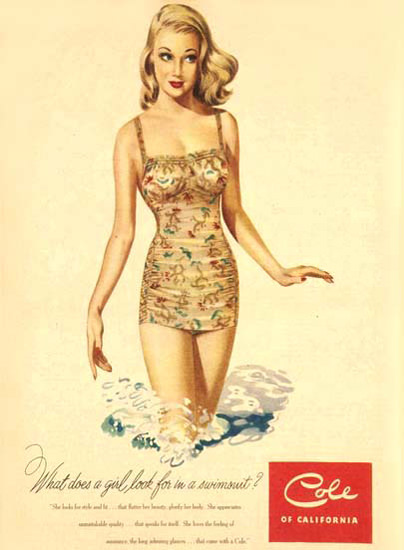 Cole Swim Suit What Does A Girl Look For CA | Sex Appeal Vintage Ads and Covers 1891-1970