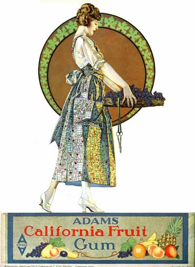 Coles Phillips Adams California Fruit Gum 1920 C | 200 Coles Phillips Magazine Covers and Ads 1908-1927