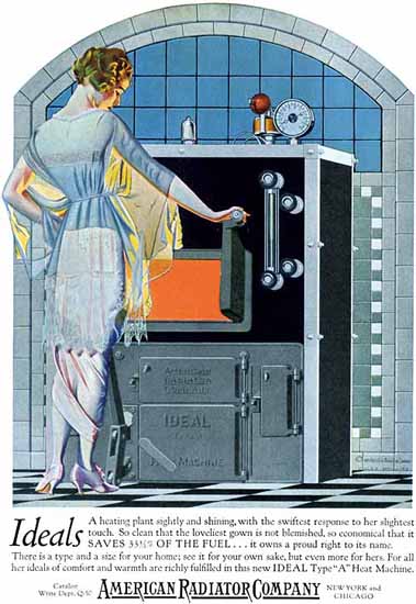 Coles Phillips American Radiator Ideals Saves Fuel 1921 C | 200 Coles Phillips Magazine Covers and Ads 1908-1927