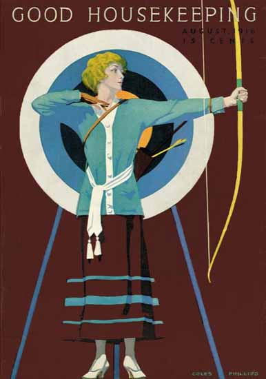 Coles Phillips Good Housekeeping August 1916 Fadeaway Copyright C | 200 Coles Phillips Magazine Covers and Ads 1908-1927