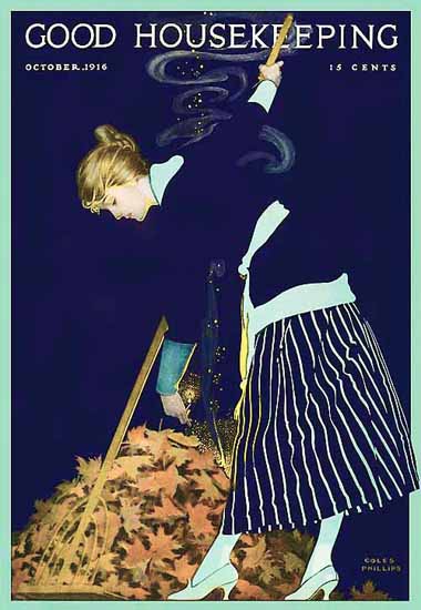 Coles Phillips Good Housekeeping October 1916 Fadeaway Copyright C | 200 Coles Phillips Magazine Covers and Ads 1908-1927