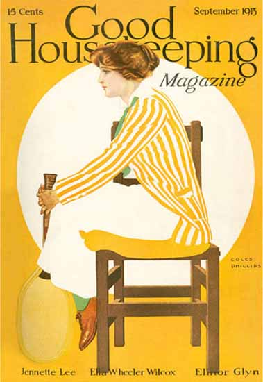 Coles Phillips Good Housekeeping Sept 1913 Fadeaway Girl Copyright C | 200 Coles Phillips Magazine Covers and Ads 1908-1927