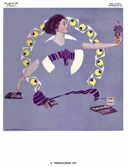 Coles Phillips Life Magazine A Troublesome Toy 1911-09-28 Copyright C | 200 Coles Phillips Magazine Covers and Ads 1908-1927