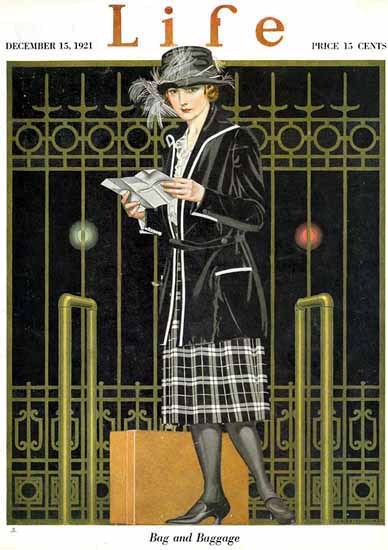 Coles Phillips Life Magazine Bag and Baggage 1921-12-15 Copyright C | 200 Coles Phillips Magazine Covers and Ads 1908-1927